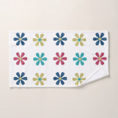 モダン&トレンディー金ゴールドブルーグリッター花 バスタオルセット (ハンドタオル)