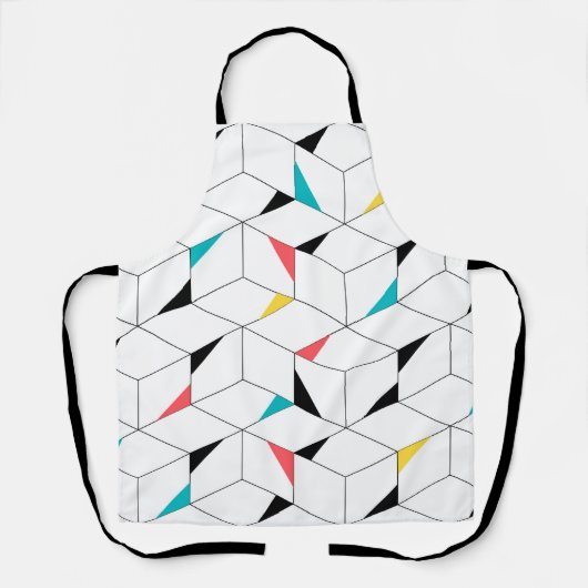 モダン,トレンディー,おもしろい，都市キューブパターンデザイン エプロン (正面)