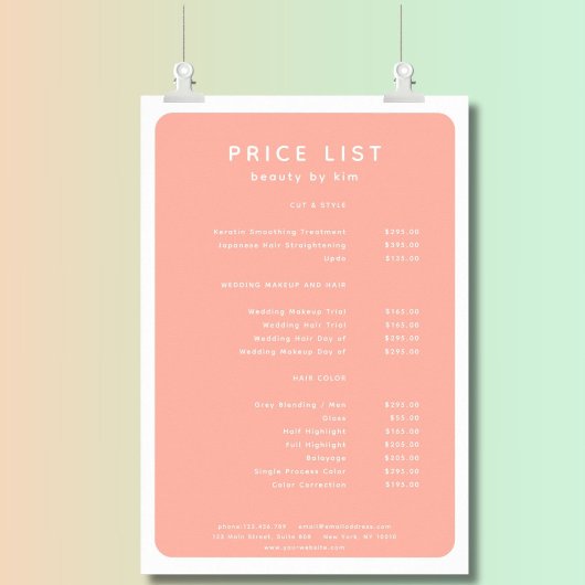 モダン,トレンディー,サロン価格表ポスター ポスター
