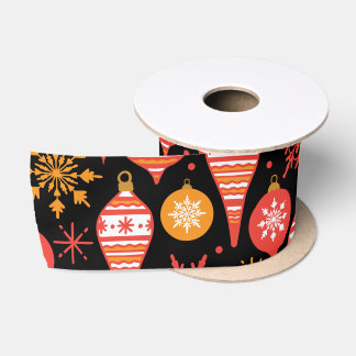 モダン トレンディ かわいい ヴィンテージ クリスマスパターン サテンリボン