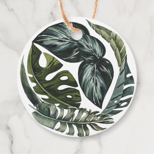 モダン トロピカル アイランド リーフ ウェディング フェイバータグ (裏面)