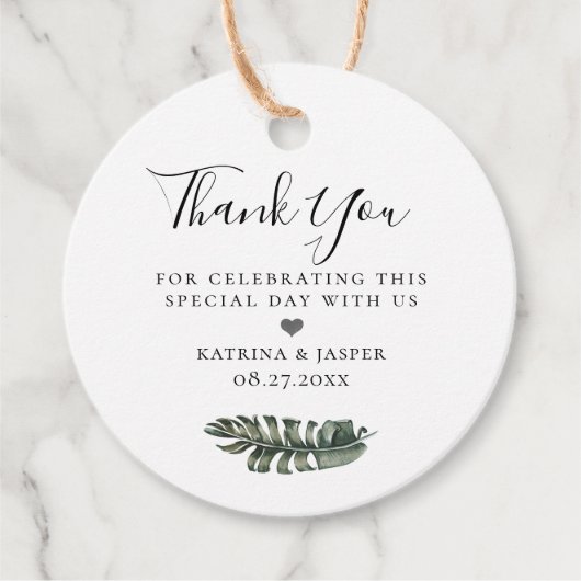 モダン トロピカル アイランド リーフ ウェディング フェイバータグ (正面)