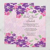 モダン トロピカル ハイビスカス フラワー ブライダル シャワー 招待状 (正面/裏面)