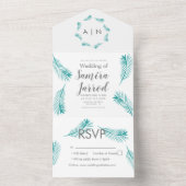 モダン トロピカル パーム ウェディング オールインワン招待状 (内側)