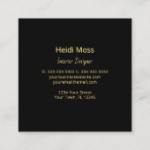 モダン トロピカル パーム ツリー ブラック ゴールド エレガント スクエア名刺 (裏面)