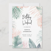モダン トロピカル パーム 誕生日ウィークエンド 招待状 (正面)