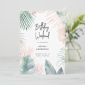 モダン トロピカル パーム 誕生日ウィークエンド 招待状 (スタンド正面)