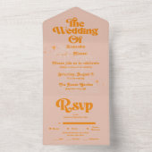 モダン トロピカル ビバント オレンジ ウェディング オールインワン招待状 (内側)