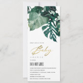 モダン トロピカル フォリア モンステラ ベイビー シャワー  インビ 招待状 (正面)