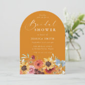 モダン トロピカル フラワー アーチ ブライダル シャワー 招待状 (スタンド正面)