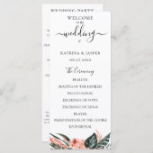 モダン トロピクス コーラル フローラル ウェディング プログラム (正面/裏面)