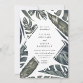 モダン トロピクス ダイヤモンド リーフ フレーム ウェディング 招待状 (正面)