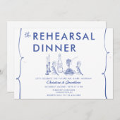 モダン ドゥードル | イタリアン フード | リハーサル ディナー 招待状 (正面/裏面)