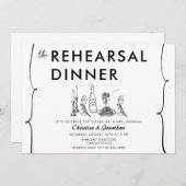 モダン ドゥードル | イタリアン フード | リハーサル ディナー 招待状 (正面/裏面)