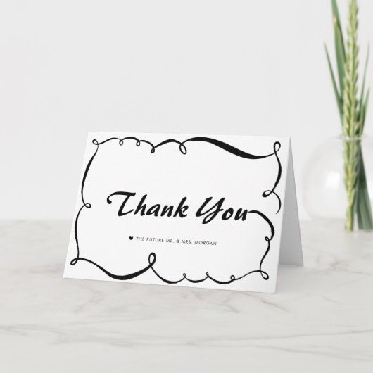 モダン ドゥードル ファンシー サンクス カード (正面)