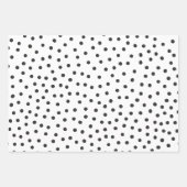 モダン ドット パターン 黒と白 ラッピングペーパーシート (正面)