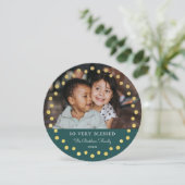 モダン ドット フレーム オーナメント ゴールド ティール 2 フォト シーズンカード (スタンド正面)