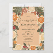 モダン ドライ シトラス メリー リトル ベイビー シャワー QR 招待状 (正面)