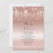 モダン ドリッピング ローズゴールド ベビーシャワー 招待状 (正面)