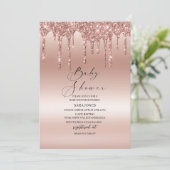 モダン ドリッピング ローズゴールド ベビーシャワー 招待状 (スタンド正面)