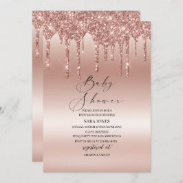 モダン ドリッピング ローズゴールド ベビーシャワー 招待状
