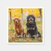 モダン ドリンク オープン バー 犬 写真 ペット ウェディング スタンダードカクテルナプキン (正面)
