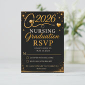 モダン ナーシング卒業式 RSVP カード 2026 ステト付き (スタンド正面)