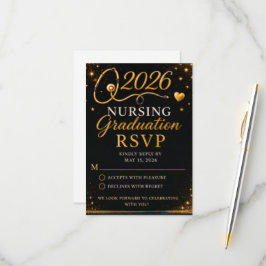 モダン ナーシング卒業式 RSVP カード 2026 ステト付き