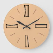 モダン ニュートラルなチークカラー（ローマ数字付き） ラージ壁時計 (正面)
