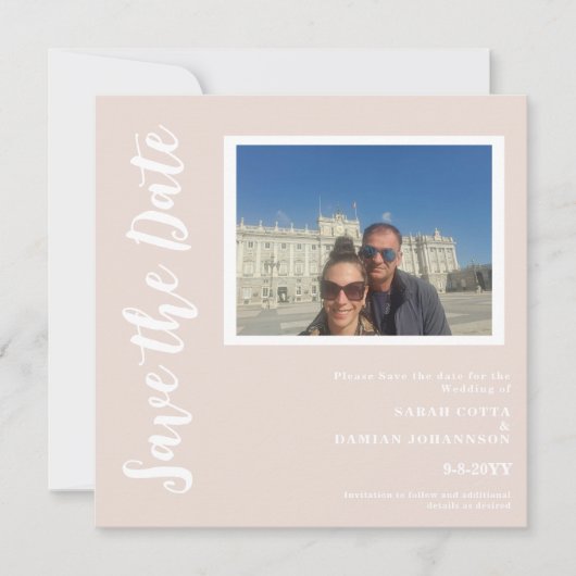 モダン ニュートラルカラー フラット スクエア 救済日 セーブザデート (正面)