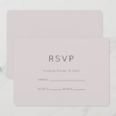 モダン ニュートラルパープル 結婚式出欠確認カード 招待状 (正面/裏面)