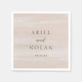 モダン ニュートラル ウォーターカラー エレガント ウェディング スタンダードカクテルナプキン (正面)