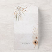 モダン ニュートラル ボーホ フラワル なし ディナー オールインワン招待状 (外側)