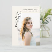 モダン ニュートラル ミニマル フォト 卒業パーティ 招待状 (スタンド正面)