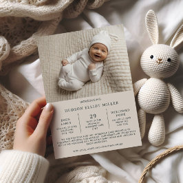 モダン ニュートラル NICU 卒業 プレミー フォト 案内状