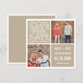 モダン ニュートラル Save the Date スクエア フォト カード (正面/裏面)