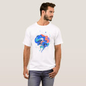 モダン・ニューロダイバーシティ抽象脳形状アート Tシャツ (正面フル)