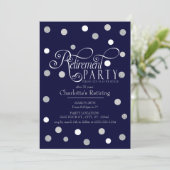 モダン ネイビーグリッター 退職パーティー招待状 招待状 (スタンド正面)