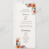 モダン ネイビーブルーとバーントオレンジの結婚式プログラム 招待状 (正面)