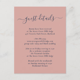 モダン ネイビーブルーとブッシュの結婚式 エンクロージャーカード