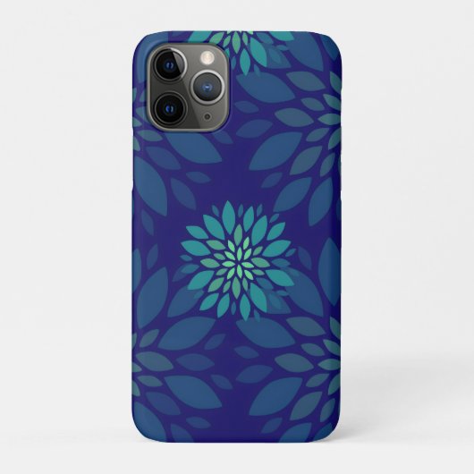 モダン ネイビーブルー グリーン 花の葉 模様 Case-Mate iPhoneケース (裏)