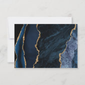 モダン ネイビーブルー ゴールド アゲート 結婚式 出席返信カード 出欠カード (裏面)