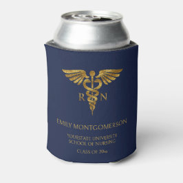 モダン ネイビーブルー ゴールド 看護学校 卒業式 缶クーラー