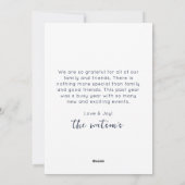 モダン ネイビーブルー シンプル 雪だるま アウトライン シーズンカード (裏面)