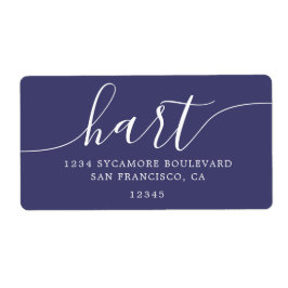 モダン ネイビーブルー ファミリー 返送先住所ラベル ラベル