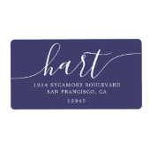 モダン ネイビーブルー ファミリー 返送先住所 ラベル (正面)