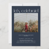 モダン ネイビーブルー フォト 2026年卒業 案内状 (裏面)