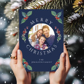 モダン ネイビーブルー 冬のグリーン クリスマス フォト