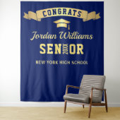 モダン ネイビーブルー 卒業写真撮影用 背景シート タペストリー (インサイチュ)