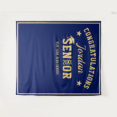 モダン ネイビーブルー 卒業写真撮影用 背景シート タペストリー (正面(横))